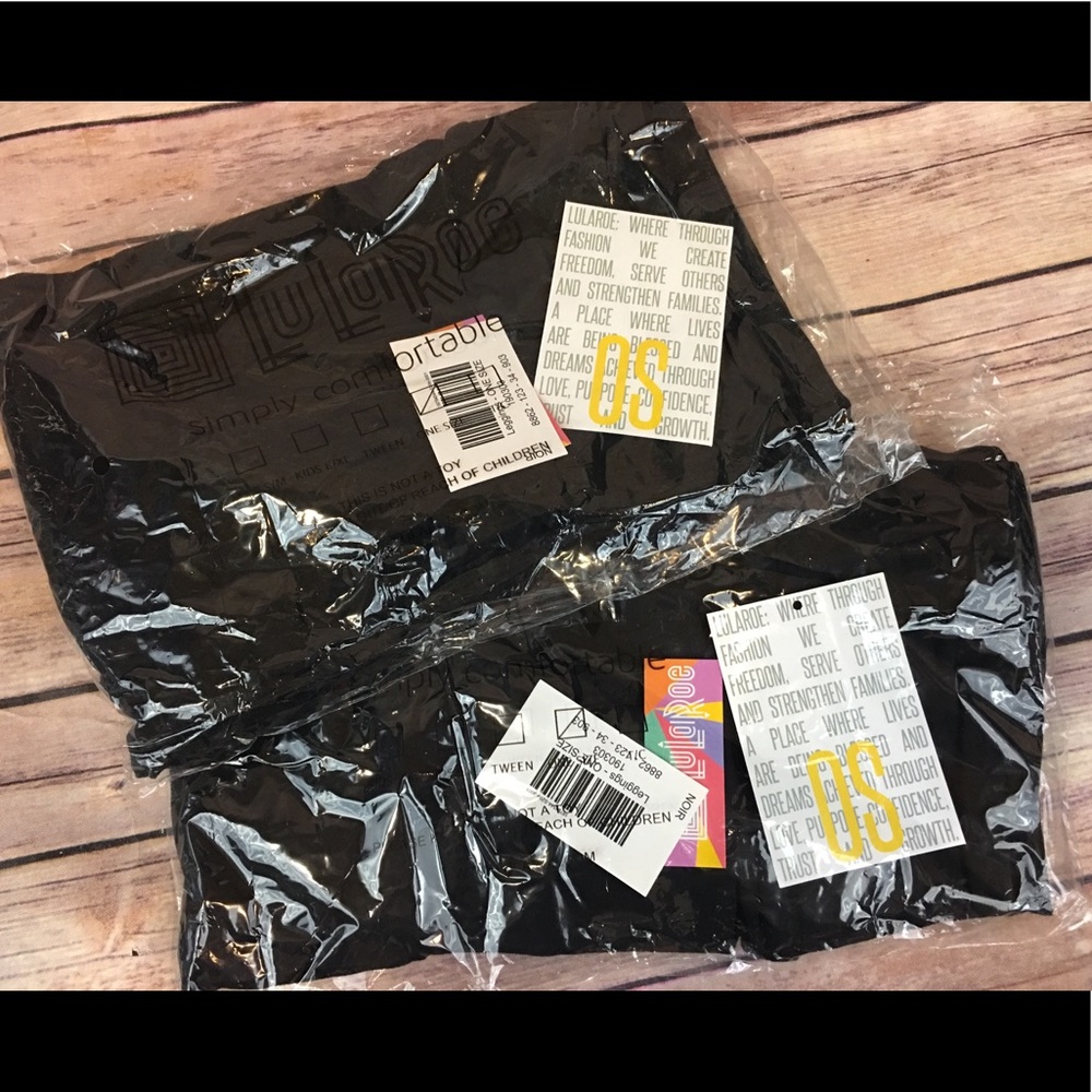 LuLaRoe NWT Set of 2 One Size OS Black Leggings